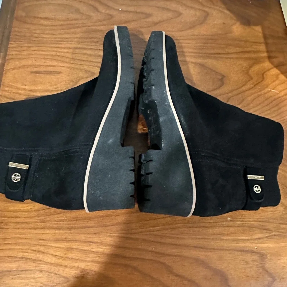 Giani Bernini Black Platform Lug Sole Ankle Boots Womens Size 8 Memory Foam